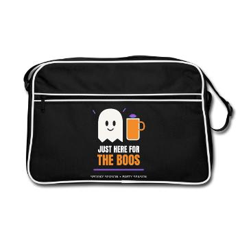 Just Here for the Boos Funny Halloween Ghost - Retro Tasche - Schwarz/Weiß - Vorne