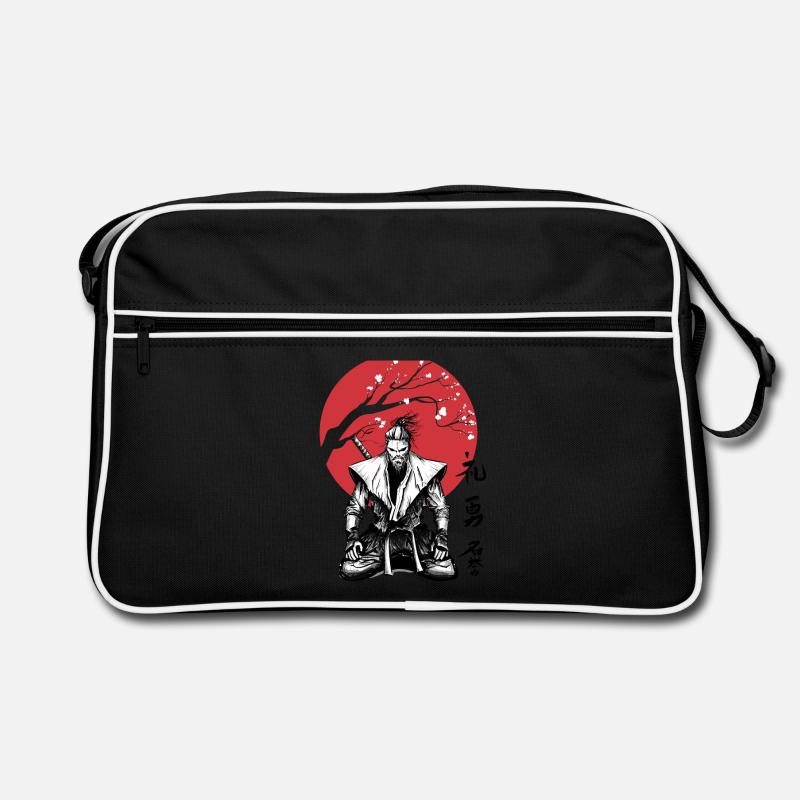 Samurai Bushido Ronin Ninja Respect Honor Courage - Retro Bag - black/white