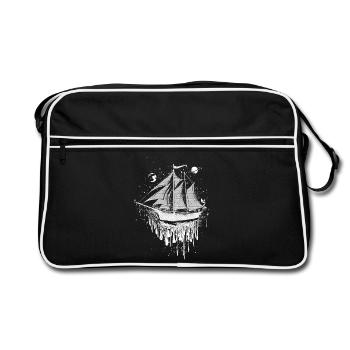 surrealistic sailing ship - Retro Bag - black/white - Front