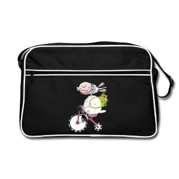 Cute sheep with bike - Retro Bag - black/white - Front