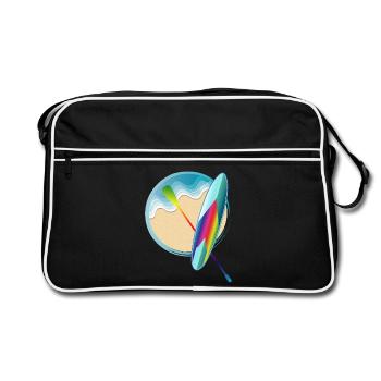 Planche de pagaie debout allongée sur la plage - Sac Retro - noir/blanc - Devant