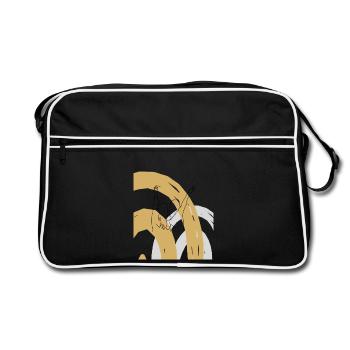 Freundinnen Freundschaft Friendship melawerttext - Retro Tasche - Schwarz/Weiß - Vorne
