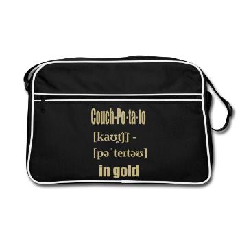 couch potato in gold - Retro Tasche - Schwarz/Weiß - Vorne