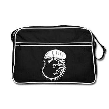 Squelette de monstre extraterrestre blanc - Sac Retro - noir/blanc - Devant