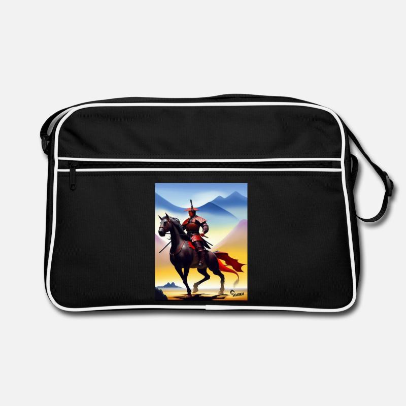 Samurai reitet auf dem Pferd - Samurai on horse Retro Tasche