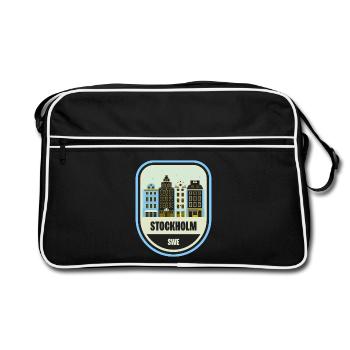 Stockholm Stadtmotive Patch - Retro Tasche - Schwarz/Weiß - Vorne