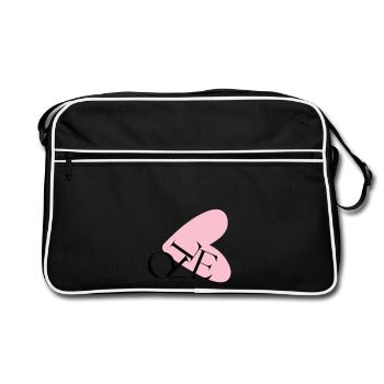 Abstrakte Herztypografie NE - Retro Tasche - Schwarz/Weiß - Vorne