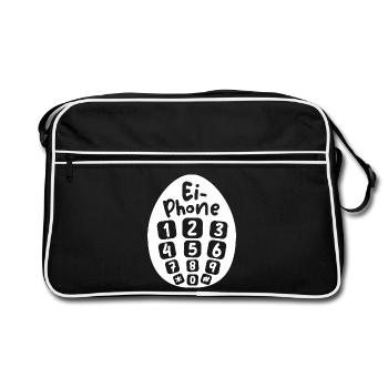 oeuf téléphone Pâques drôles dessins Pâques lapin oeufs - Sac Retro - noir/blanc - Devant