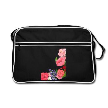 Fleurs d’été Motif Flower Power - Sac Retro - noir/blanc - Devant