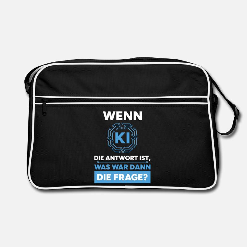 Künstliche Intelligenz Frage Antwort Spruch - Retro Tasche - Schwarz/Weiß