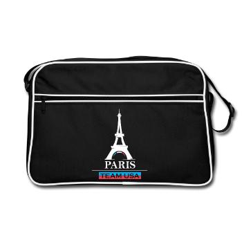 Paris team USA Sport Spiele Athlet Sportler Logo - Retro Tasche - Schwarz/Weiß - Vorne