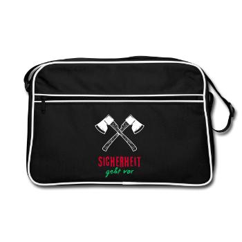 Sicherheit geht vor - Retro Tasche - Schwarz/Weiß - Vorne