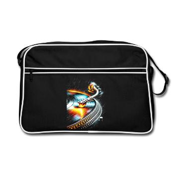 Abstract Turntable and Vinyl Vortex Design - Retro Bag - black/white - Front