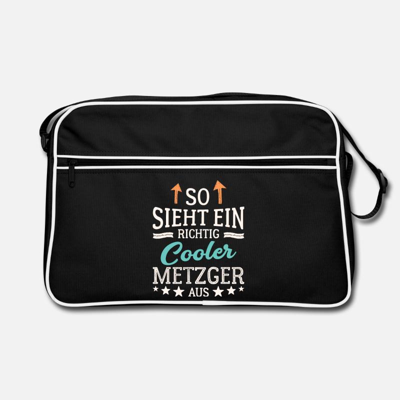 So sieht ein richtig cooler Metzger aus - Retro Tasche - Schwarz/Weiß