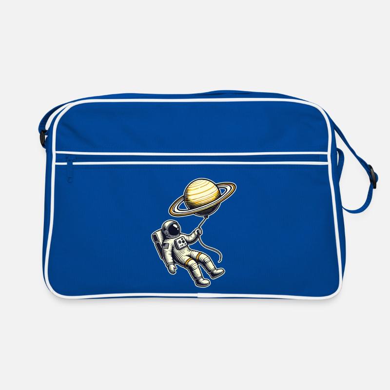 Schwebend mit Saturn – Astronaut Ballon Design Retro Tasche