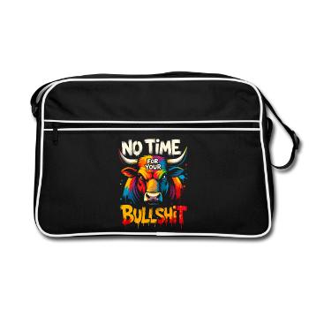Des dictons drôles et agaçants, pas le temps, des conneries. - Sac Retro - noir/blanc - Devant
