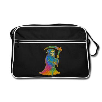 Décès | Faucheuse arc-en-ciel - Sac Retro - noir/blanc - Devant