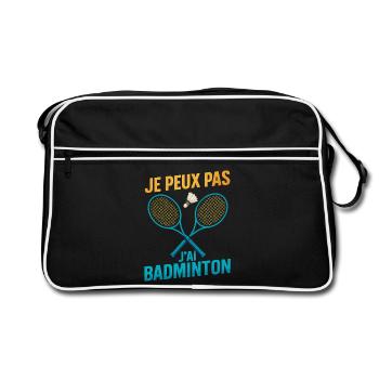 Je peux pas j'ai badminton - Sac Retro - noir/blanc - Devant