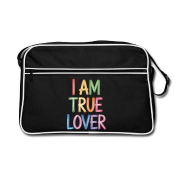 Ich bin wahrer Liebhaber buntes Schreiben Kunstdruck - Retro Tasche - Schwarz/Weiß - Vorne