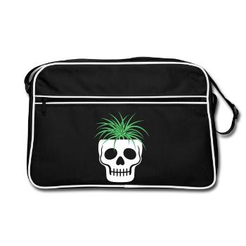 Skull Skull Botany Terrarium Mushrooms Macabre - Retro Bag - black/white - Front