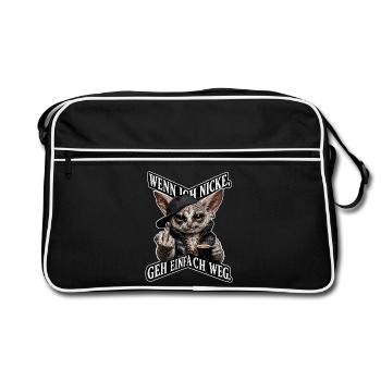 Wenn ich Nicke, Geh einfach weg - Retro Tasche - Schwarz/Weiß - Vorne