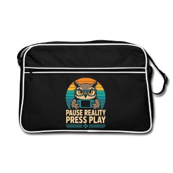 Break Reality Press Play Gamer Owl - Retro Bag - black/white - Front