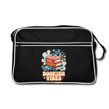 Bookish Vibes Retro Bücher - Retro Tasche - Schwarz/Weiß - Vorne
