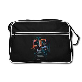 Landschaft Architektur Abstrakt - Retro Tasche - Schwarz/Weiß - Vorne