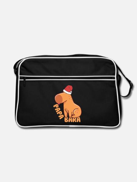 lustiges Wasserschwein Papabara t-shirt - Retro Tasche - Schwarz/Weiß