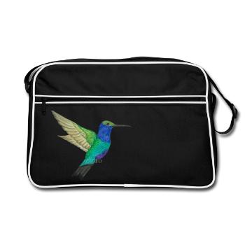 Kolibri Paradiesvogel - Retro Tasche - Schwarz/Weiß - Vorne