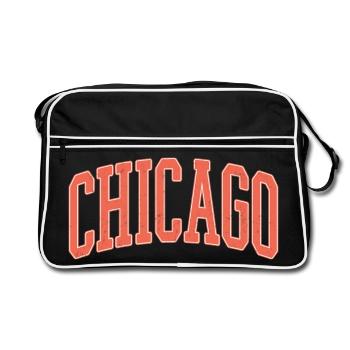 Chicago Arched Block Lettering - Retro Bag - black/white - Front