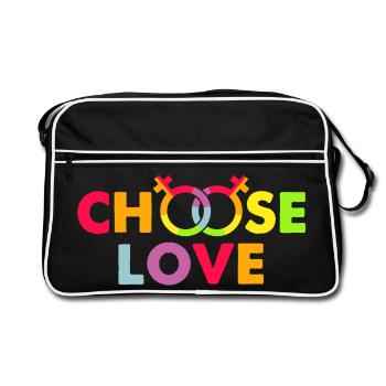 LGBT, Regenbogen, schwul - Retro Tasche - Schwarz/Weiß - Vorne