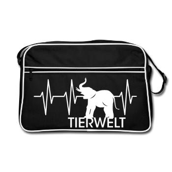 herzschlag tierwelt Elefanten Elefant Symbol icon - Retro Tasche - Schwarz/Weiß - Vorne