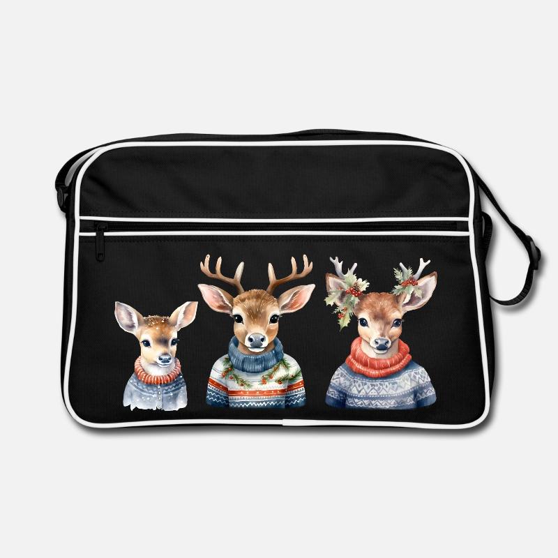 Winterhirsche Pullover-Trio Retro Tasche