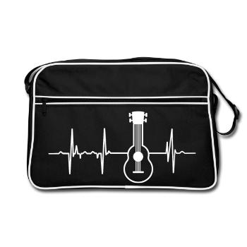 My heart beats for the ukulele - Retro Bag - black/white - Front