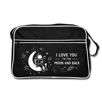 I Love You To The Moon And Back Doodle - Retro Tasche - Schwarz/Weiß - Vorne