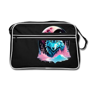 Wolf and Moon - Retro Bag - black/white - Front