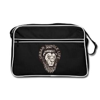 Großstadt Dschungel Löwe Hipster Dutt und Bart - Retro Tasche - Schwarz/Weiß - Vorne