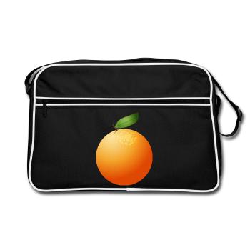 grosse orange juteuse avec feuille - Sac Retro - noir/blanc - Devant