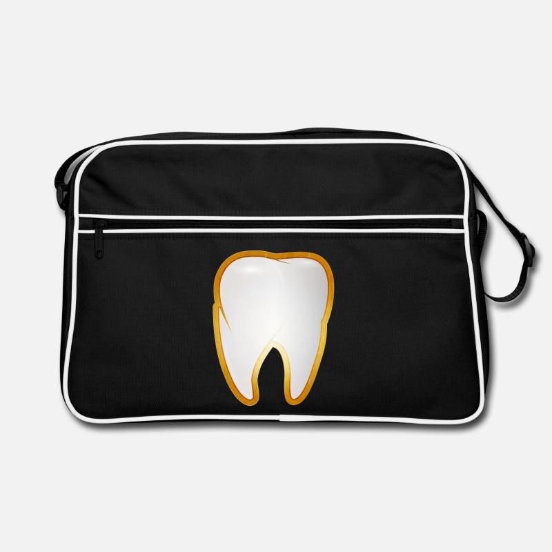 Une dent dans le cadre doré style de dent d’or - Sac Retro - noir/blanc