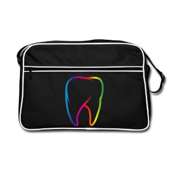bright colorful rainbow tooth - Retro Bag - black/white - Front