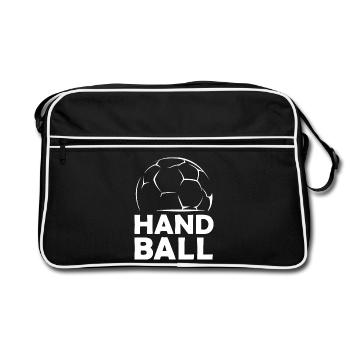 Handball Sport icon Handballer Symbol Illustration - Retro Tasche - Schwarz/Weiß - Vorne
