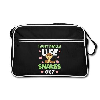 Schlange Schlangen - Retro Tasche - Schwarz/Weiß - Vorne