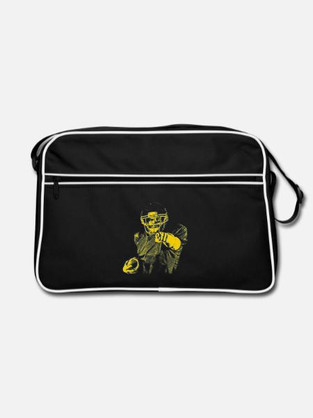 Yellow Blue Football Star Index Finger - Retro Bag - black/white - Front