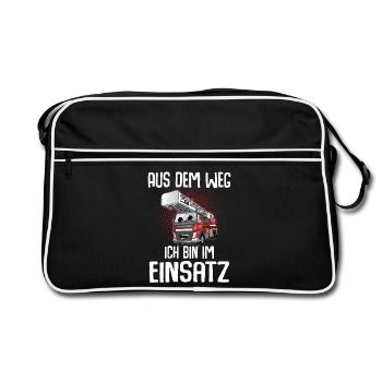 Feuerwehr Aus Dem Weg Ich Bin Im Einsatz - Retro Tasche - Schwarz/Weiß - Vorne