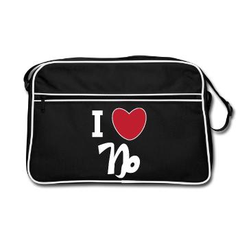 Capricorn Heart Statement Astrology Superstition - Retro Bag - black/white - Front