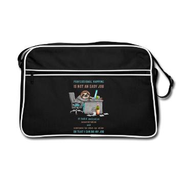 Funny Sloth Saying Professional Napping - Retro Bag - black/white - Front