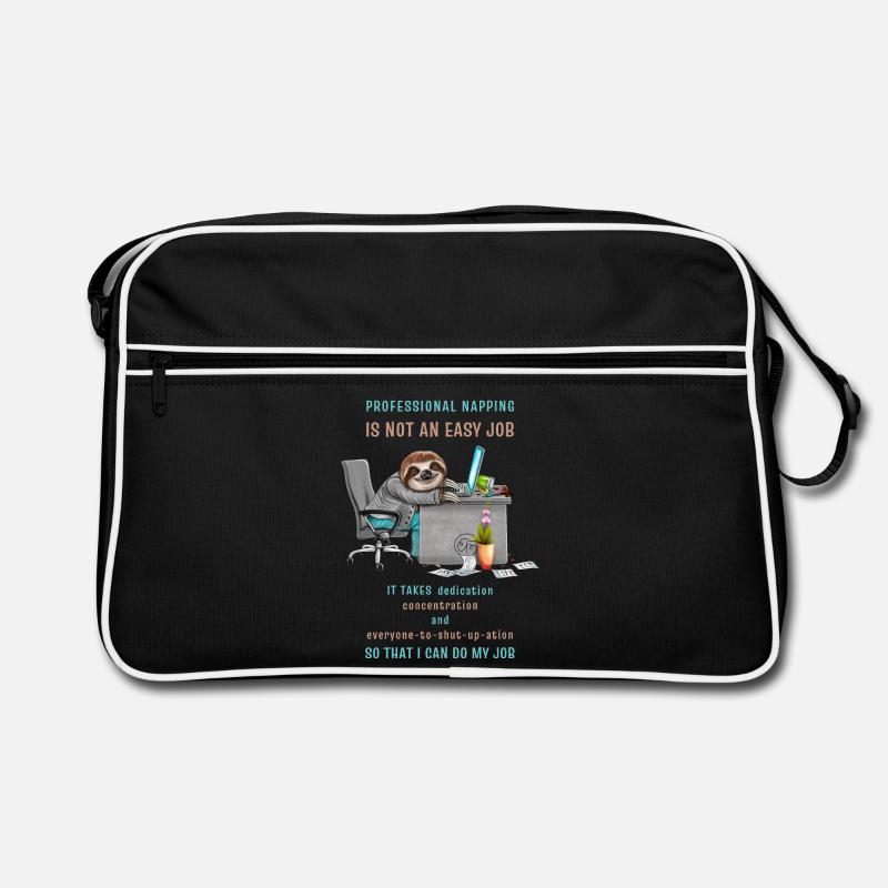 Lustiges Faultier Spruch Professional Napping - Retro Tasche - Schwarz/Weiß