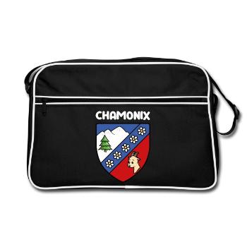 Drapeau Mignon Chamonix Mont Blanc Haute Savoie - Sac Retro - noir/blanc - Devant