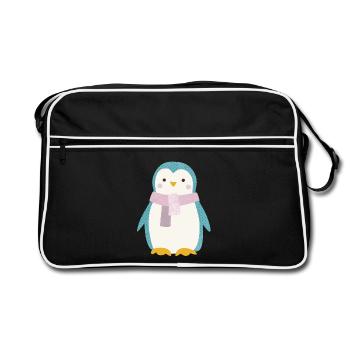Pinguin Punkte skandinavisch Kinderzimmer Kinder - Retro Tasche - Schwarz/Weiß - Vorne